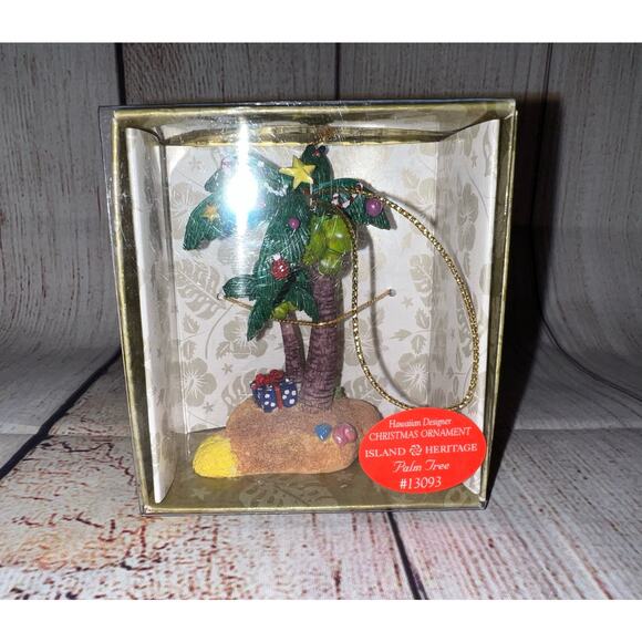 NWB 1999 Hawaiian Designer Island Heritage Santa Under Palm Tree #13070 Ornament - Picture 1 of 5